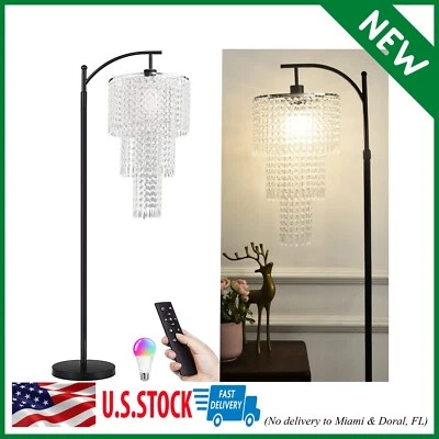 Floor Lamp for Living Room Bedroom Modern Arc Crystal Floor Standing Lamp with R - Image 1 of 4