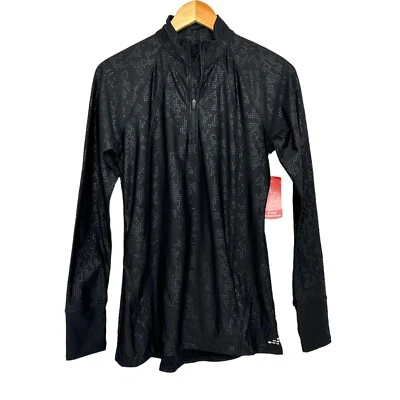 BCG Mujer Manga Larga Cuarto Cremallera Entrenamiento Pullover Top Talla Grande Estampado Negro Foto 1 de 4