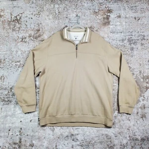 Arrow Men's 2XL Quarter 1/4 Zip Beige Collared Pullover Sweater - Picture 1 of 14