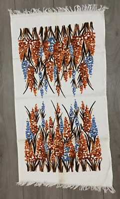 NOS Vintage White Floral “Flower Garden” Design Beach/Pool Towel W/ Fringe USA - Image 1 of 4