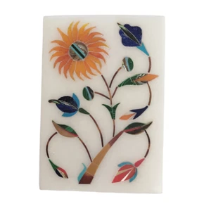 Marble jewelry box stone trinket box gift gemstone inlay pietra dura keepsake - Picture 1 of 3