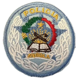 Angola Police Patch Badge Africa Policia Round Blue & Yellow Fabric Sew On 2.25" - Picture 1 of 12