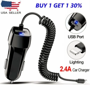 USB Car Charger Adapter For iPhone14 13 12 11 Pro Max XR 8 7 Fast Charging Cable - Picture 1 of 6