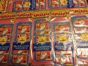 50 Packs 1992 Panini Aladdin Movie Album Stickers 300 Sticker Cards In 10 Racks