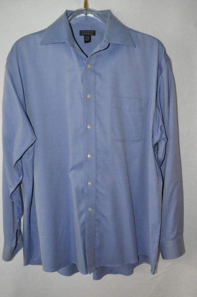 Harold Powell 15 1/2 32/33 Man's Dress Shirt Blue Check Cotton - Image 1 of 4