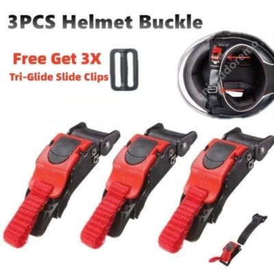 3Set Motorcycle Bike Helmet Chin Strap Safety Buckle Clip Quick Release Buckle - Image 1 of 4