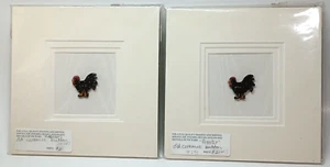 2 Matted Ceramic Rooster Chicken Collector Wall Decorations 🐓 7" x 7" - Picture 1 of 8