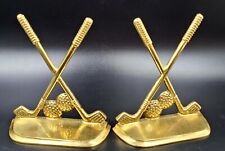 Vintage 1950s Brass Golf Motif Bookends Granberry Unlimited Taiwan