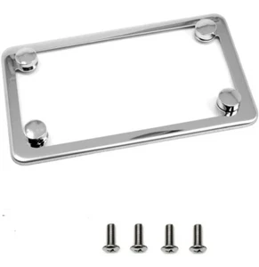Motorcycle Slim Style Polished Stainless Steel License Plate Frame New - Picture 1 of 4