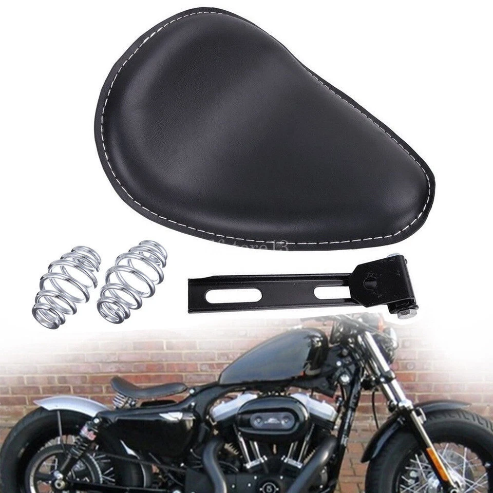 Asiento individual de resorte negro para motocicleta Harley Sportster XL883 1200 Bobber Chopper Foto 1 de 4