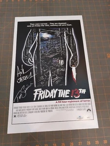 Ari Lehman Tom Savini Signed 'Friday The 13th' 11x17 Movie Poster COA JSA - Picture 1 of 4
