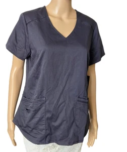 Grey's Anatomy Scrub Top Women 4 Pockets Cross Over V-Neck Steel size M - Picture 1 of 6