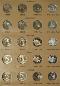 2008 PDS 25C 20 STATEHOOD QUARTERS BU PROOF AND SILVER PROOF OK NM AR AK HA - Picture 1 of 2