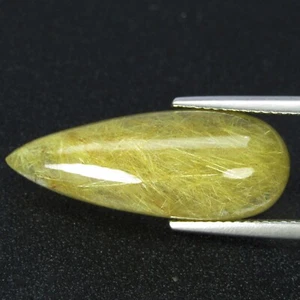 13.20Cts Beauteous Natural Rutilated Quartz Cabochon Pear Shape Loose Gemstone - Picture 1 of 4