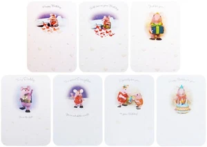 Juego de 7 tarjetas de cumpleaños rectangulares de 17 cm x 12 cm sobre blanco liso THE CLANGERS - Imagen 1 de 9