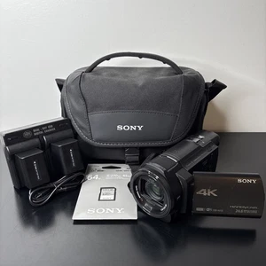 Sony Handycam FDR-AX33 Camcorder w/64GB SD Card, Charger, Carry Case & 2 🔋’s 🔥 - Picture 1 of 19