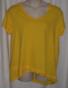 New WESTBOUND WOMAN Size 1X Short Sleeve Cotton Yellow Knit Top NWT Asymmetric - Picture 1 of 3