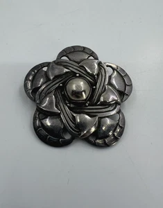 SELTENE 925 Georg Jensen Denmark Jugendstil Stern Blume Brosche #12 16,2 Gramm - Bild 1 von 9
