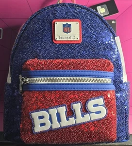 New Loungefly NFL Buffalo Bills Sequin Mini Backpack With Tag - Picture 1 of 3