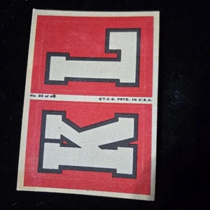 Tarjeta adhesiva de tela 1968 Topps Football Test equipos NFL parche iniciales 23 K & L - Imagen 1 de 2