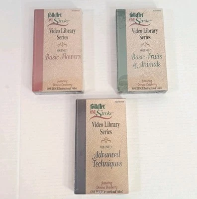 Folk Art One Stroke Video Library VHS Dewberry NIB Lot Plaid Vol 1 2 3 Sealed  - Image 1 of 4