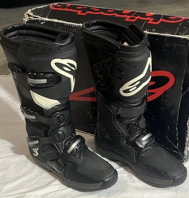 Alpinestars Tech 3 Black Dirt Bike Boots Motocross MX ATV Off Road - Image 1 of 4