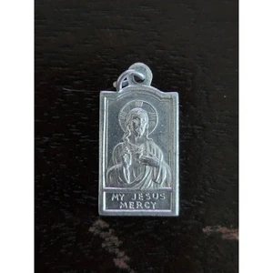 Vintage “My Jesus Mercy” Catholic Religious Medal Italy Metal Pendant Charm - Picture 1 of 2