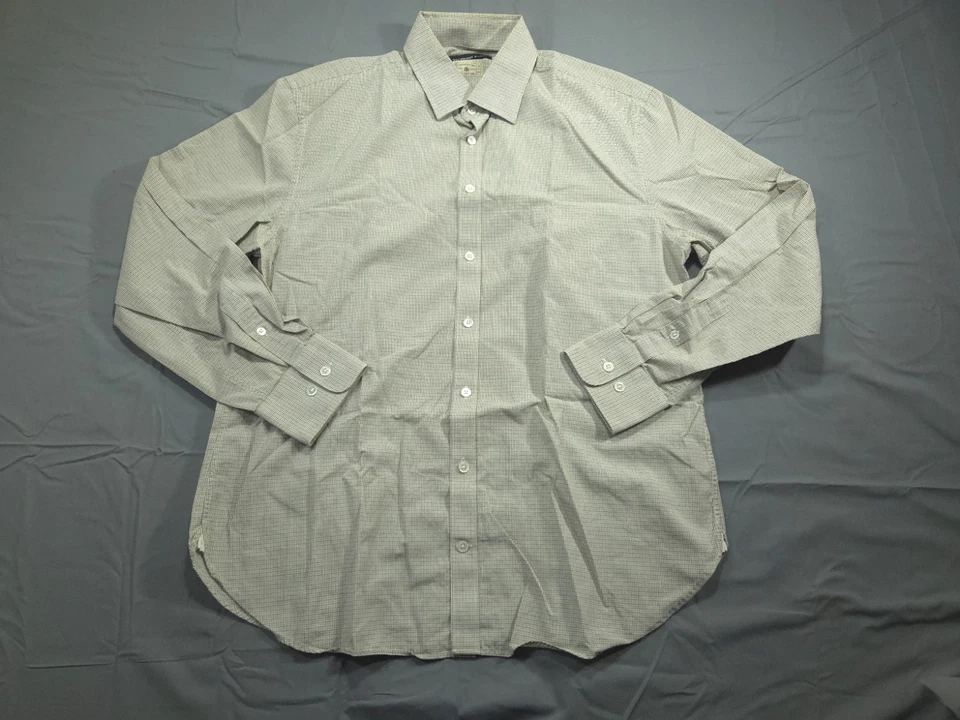 Camisa John Varvatos EE. UU. Para Hombres 16 Larhe Beige Vestido Abotonado Cuadros Foto 1 de 4
