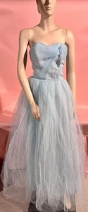 Vintage 1950’s Cupcake Powder Blue Strapless Gown Dress 36” Chest Waist 28” - Picture 1 of 15