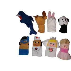 Lot of 8 Ikea Finger Puppets People Animals Felt Colorful Small Doctor Boy Girl  - Picture 1 of 17
