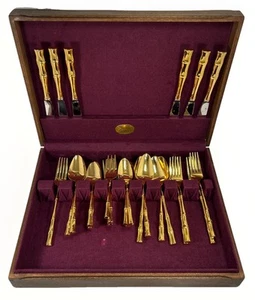 Viners Of Sheffield "Golden Cane" + Supreme Besteck Set 28 Teile mit Bestecktruhe - Bild 1 von 24