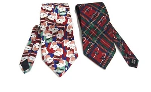 Vintage Holiday Christmas Neckties Santa Plaid Lot of 2 Creative Apparel Group - Imagen 1 de 6