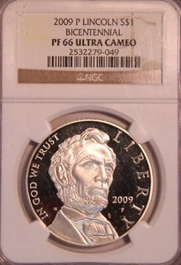 2009-P $1 LINCOLN BICENTENNIAL SILVER DOLLAR 200th Anniv PCGS PR66 UCAM - Picture 1 of 4