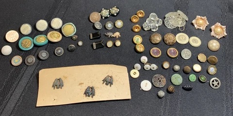 Antique Vtg BUTTON Lot Metal Shell and More! French! Estate Find! NICE Lot Of 70 Cover