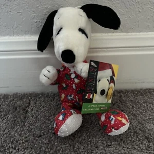 Vintage Applause 9" Snoopy in Pajamas Beanbag Plush Peanuts Exclusive Collection - Picture 1 of 9