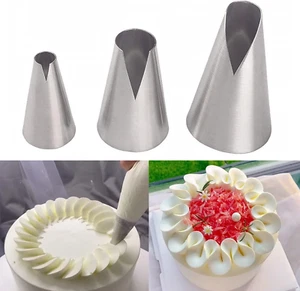 3x Russische Spritzspitzen Set V-Form Welle Kuchen Dekorieren Düsen Kit für Gebäck - Bild 1 von 12