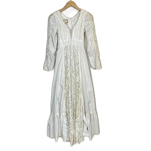 GUNNE SAX abito vintage anni 70 donna junior tg 7 avorio pizzo cottage core contadino - Foto 1 di 10