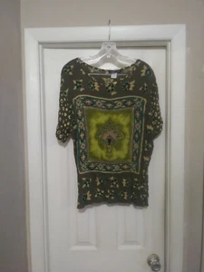 Camicia donna Private Club verde 100% rayon floreale taglia grande - Foto 1 di 4