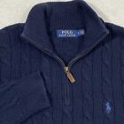 Polo Ralph Lauren Chunky Cable Knit 1/4 Zip Sweater Men’s M Navy Blue Pullover