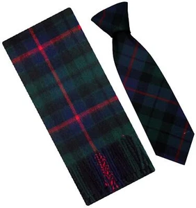 Conjunto de regalo de bufanda y corbata para hombre Morrison verde moderno tartán diseño a cuadros lana de cordero - Imagen 1 de 3