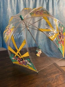 Vintage Walt Disney Clear Parasol Umbrella Mickey Mouse Minnie NEW - Picture 1 of 17