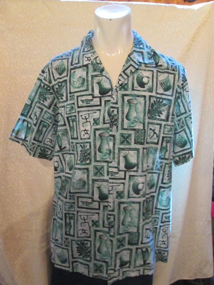 Camisa hawaiana XL para hombre nueva sin etiquetas hecha en EE. UU. algodón verde Foto 1 de 1