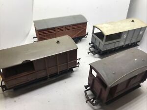 Triang Rolling Stock. 3 X Guards Vans. 1 X Goods Wagon.