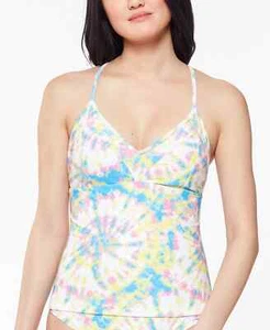 Jessica Simpson Tie-Dyed Crossed-Back Tankini Top Size S, MSRP $68 - Picture 1 of 2