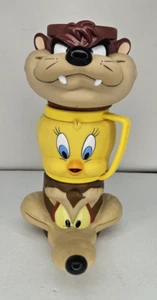 Lot of 3 1992 Looney Tunes Mugs Wile E. Coyote Tweety Bird Taz Warner Bros 3D - Picture 1 of 10