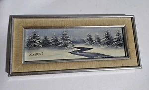 Painting Winter Scenes Barrister Canvas & Oil 14.5 In x 6.5 in - Picture 1 of 4