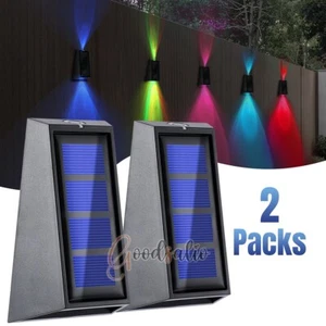 2x Solar LED Wall Lamp Light Sensor Outdoor Security Garden Yard Path Decor Lamp - Picture 1 of 17