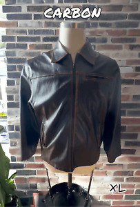! 0293 - Carbon Vintage Distressed Black/Brown Distressed Leather Jacket - Textu