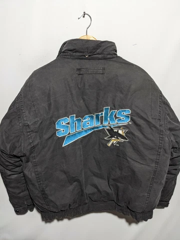 Vintage San Jose Sharks Puffer Jacket Sz M 90s Duck/Down Cover