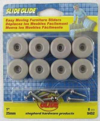 NEW Shepherd Slide Glide Furniture Sliders, 1", 25mm, 8 Pcs., 9452 - Image 1 of 2